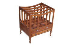 Vintage English Georgian Style Mahogany Canterbury Magazine Music Rack Drawers