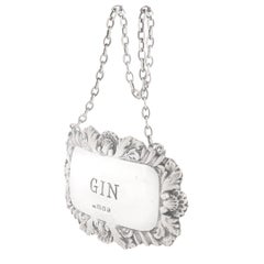 Vintage English Gin Decanter / Liquor Label by Richards & Knight