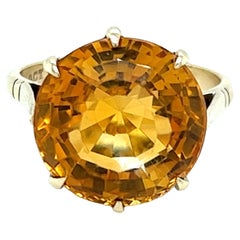 Vintage English Golden Citrine Solitaire Ring