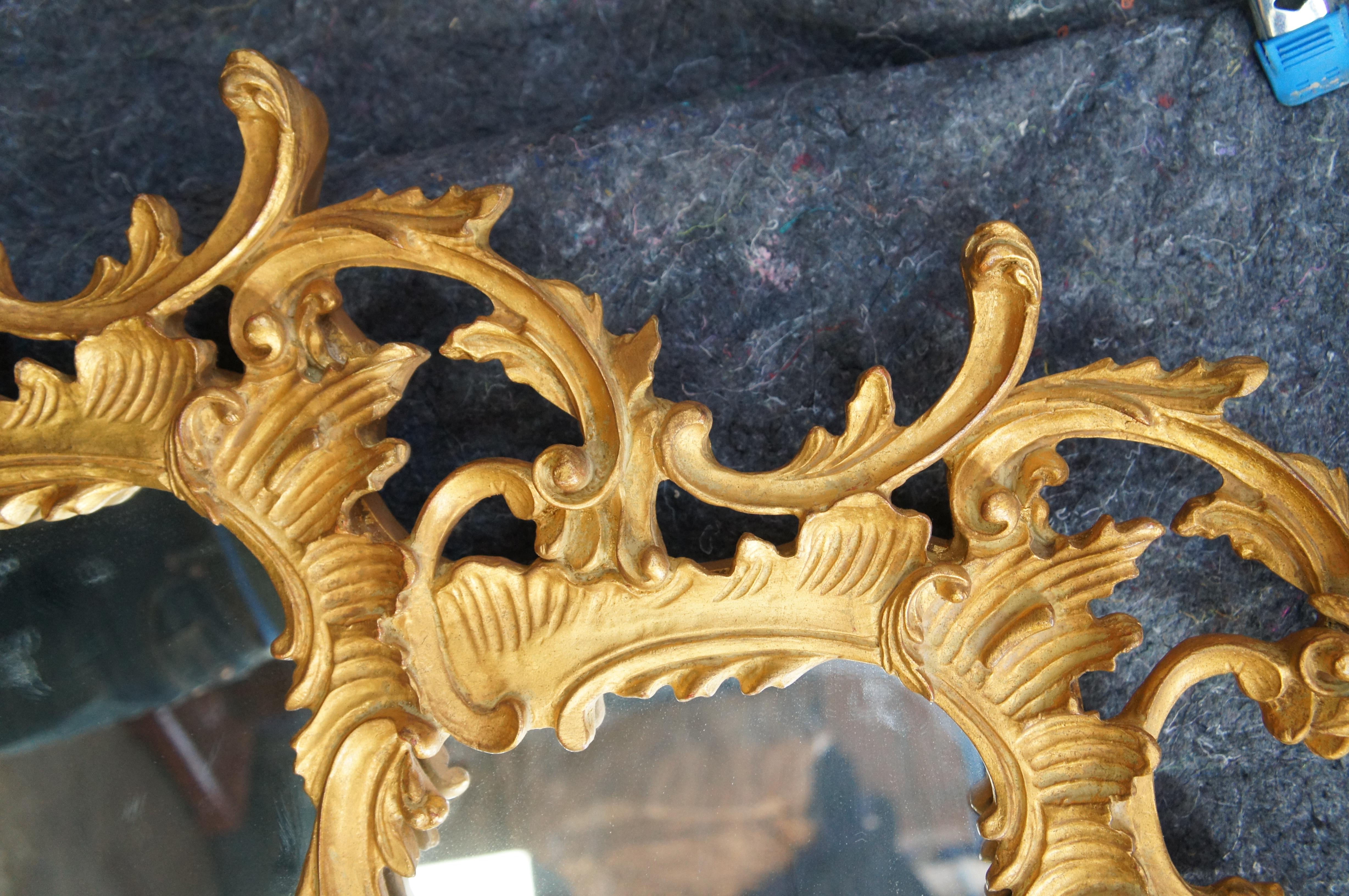Miroir Vintage English Grand Phoenix Chippendale Style Mirror Gold Baroque Rococo 80