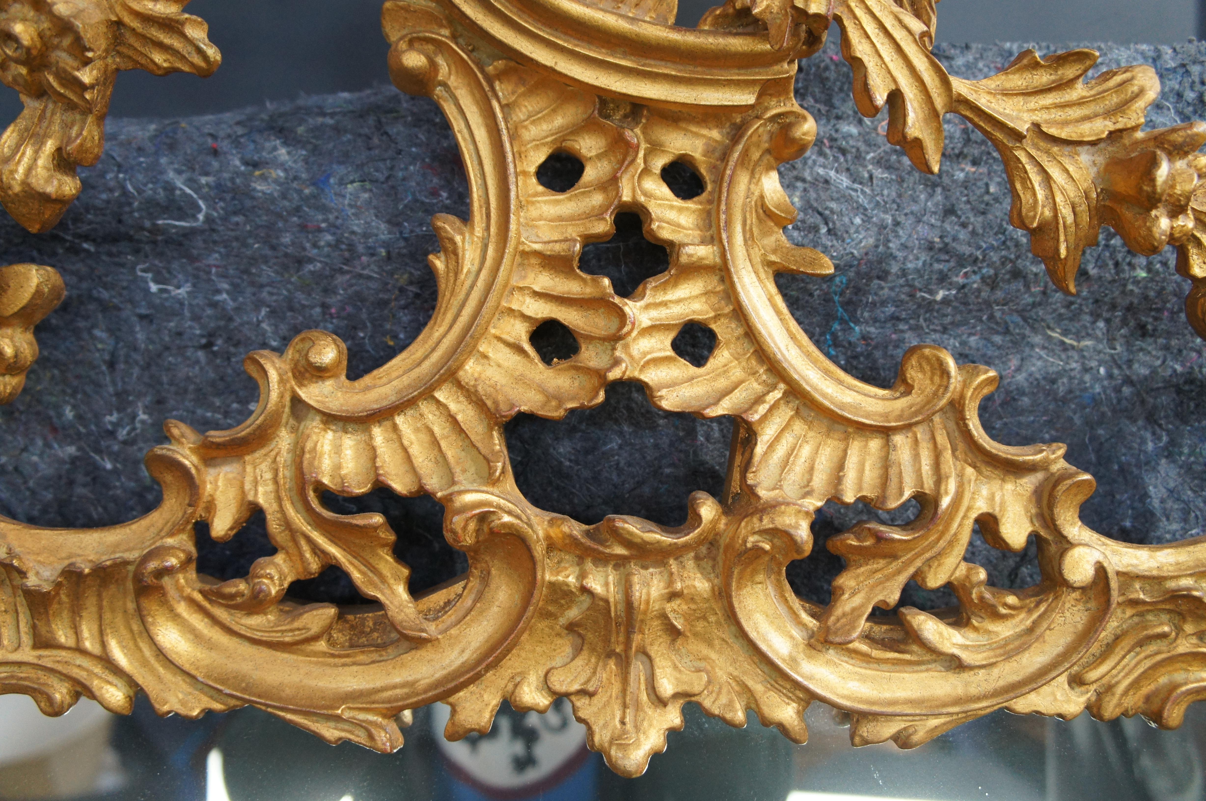 Vintage English Grand Phoenix Chippendale Style Mirror Gold Baroque Rococo 80