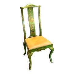 Sedia vintage inglese in stile chinoiserie verde