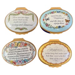 Cajas de Esmalte Inglesas Vintage Halcyon Days Con Citas Sentimentales, Decoración Floral