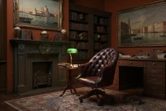 Vintage English Hand Made Leather Directors Desk Chair 20th Century