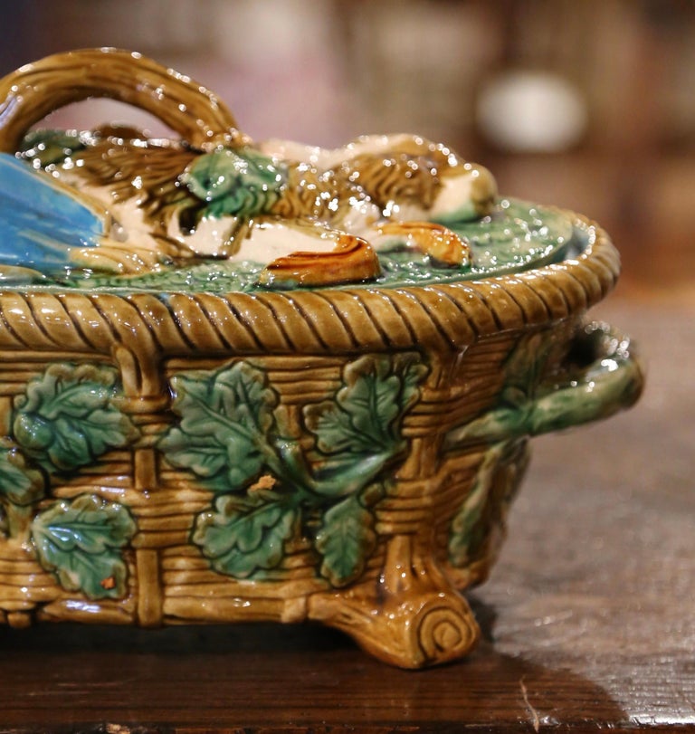 Vintage English HandPainted Minton Style Majolica Game Pie Tureen with