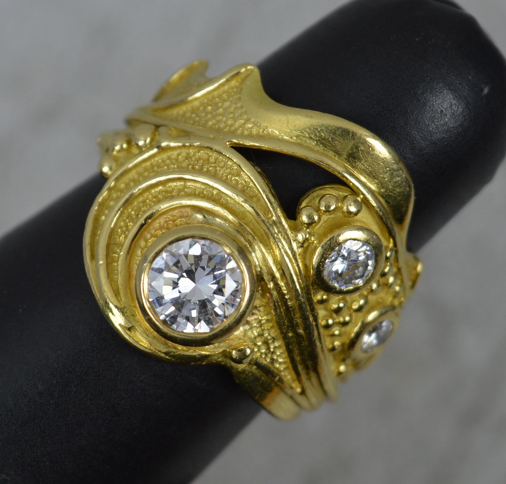 Englischer handgefertigter Vintage-Diamantring aus 18 Karat Gold mit Vs 5