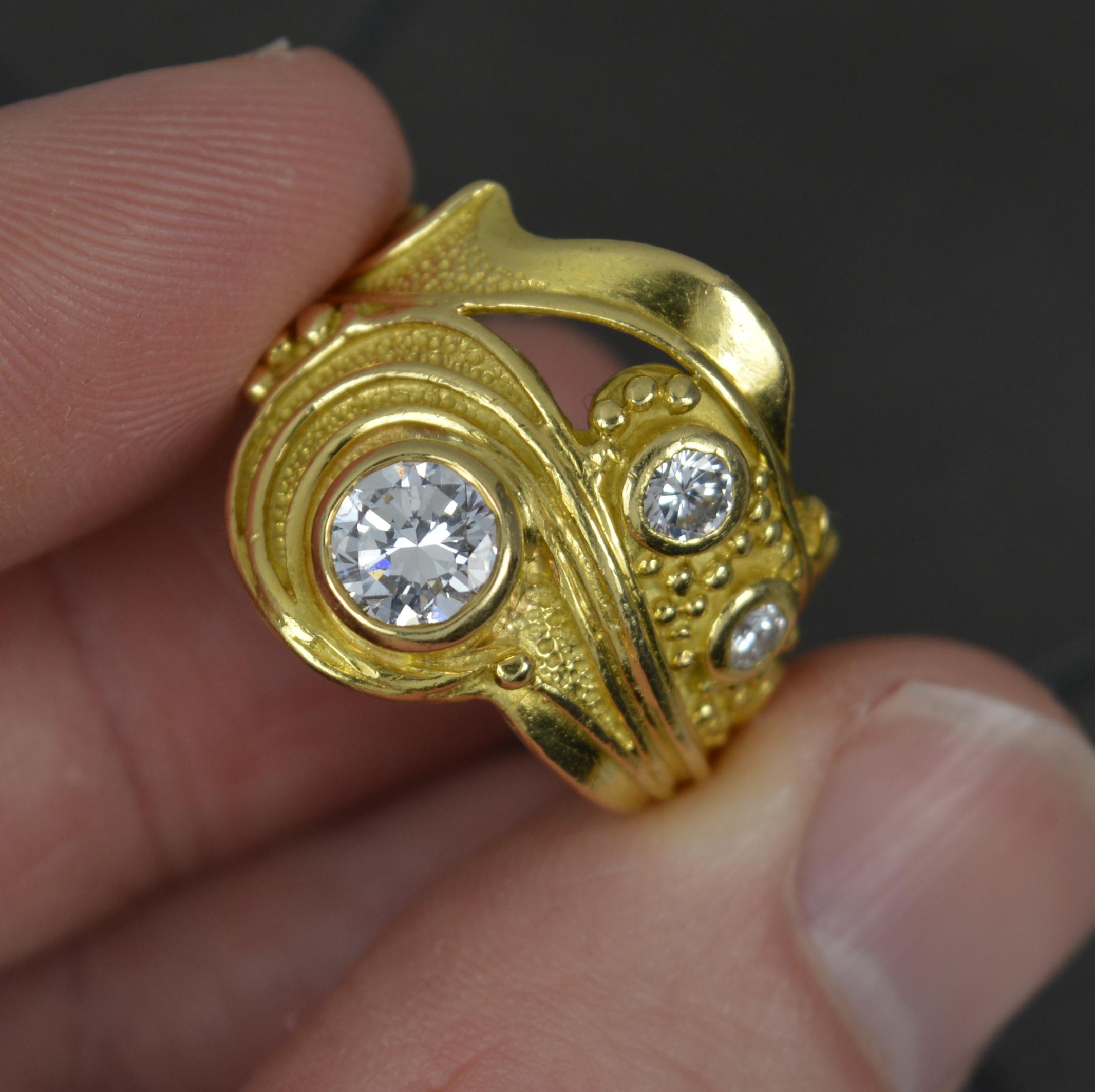 Englischer handgefertigter Vintage-Diamantring aus 18 Karat Gold mit Vs (Rundschliff)