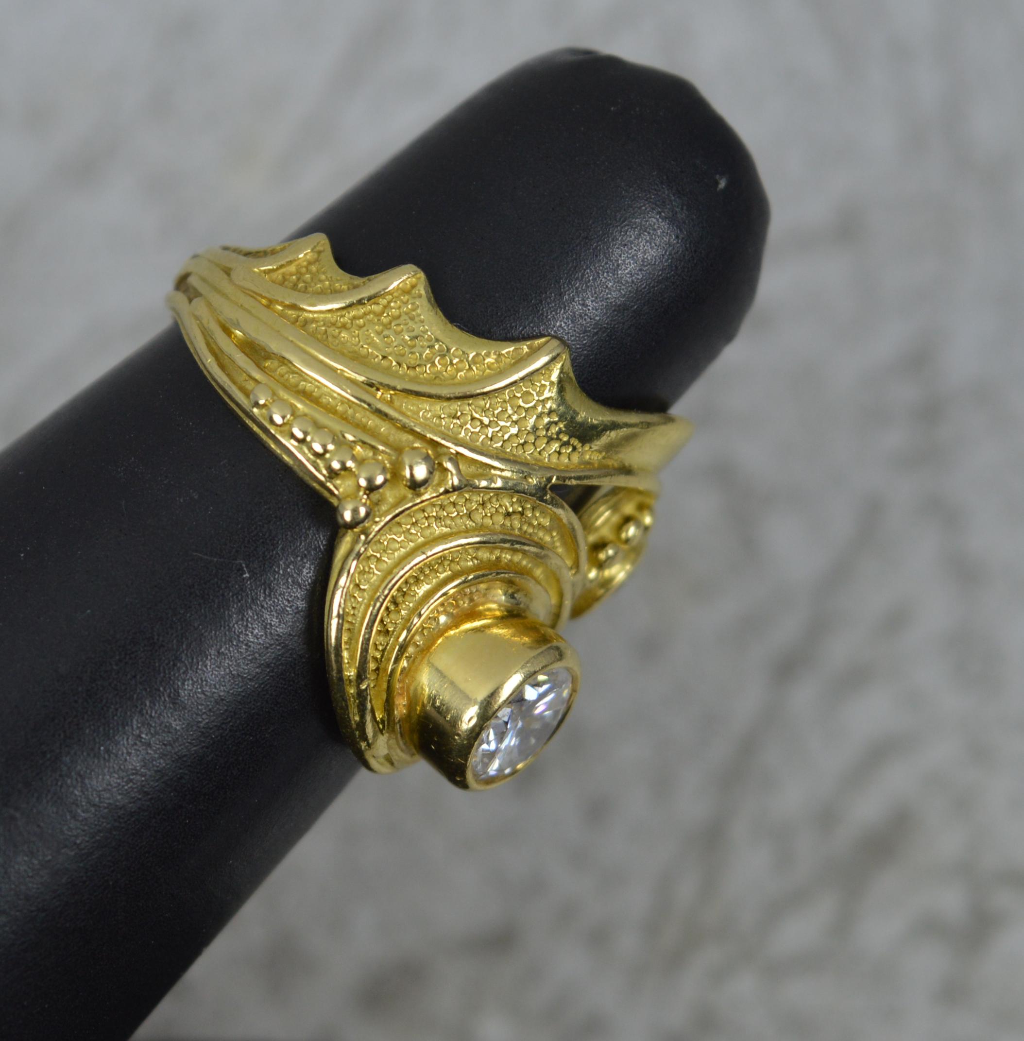 Englischer handgefertigter Vintage-Diamantring aus 18 Karat Gold mit Vs 4