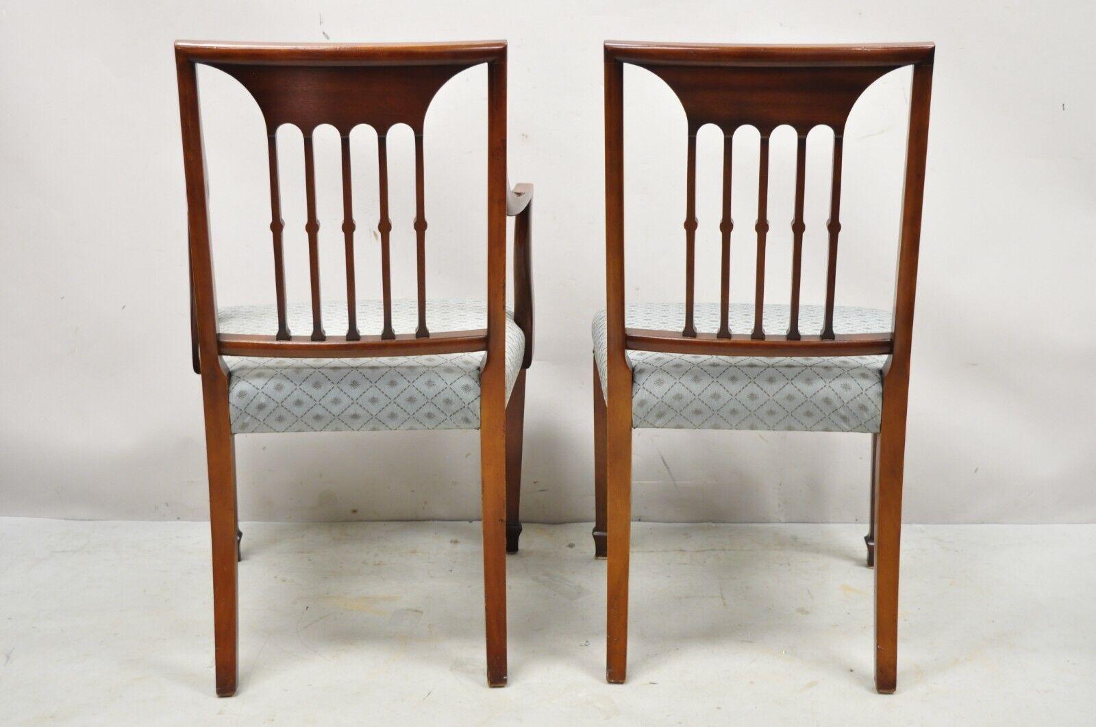 Chaises de salle à manger anglaises vintage de style Hepplewhite en acajou et bois de citronnier incrusté - Lot de 6 5