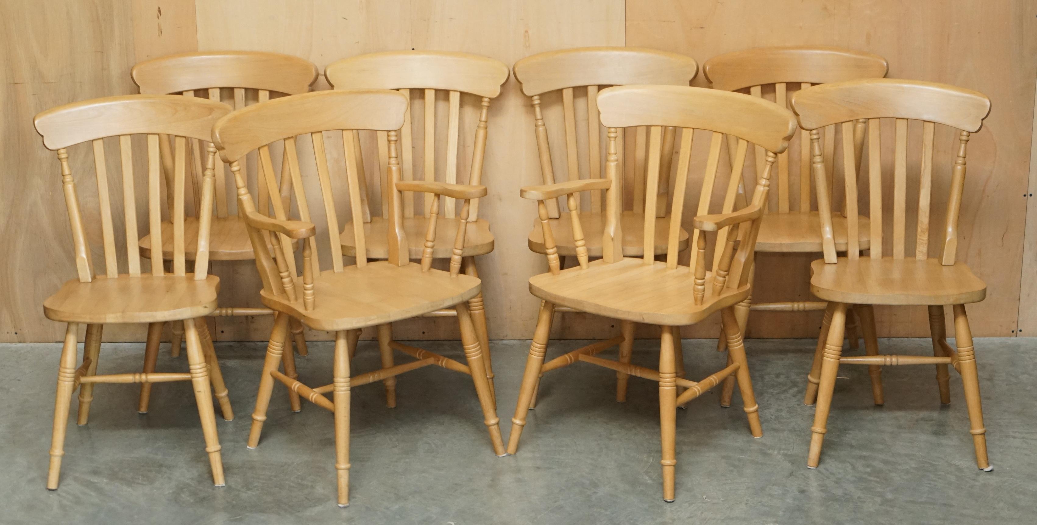 ViNTAGE TABLE À DINER EN PIN DU PATRIMOINE ANGLAIS & HUIT CHAISES WINSOR SUITE 8 en vente 5
