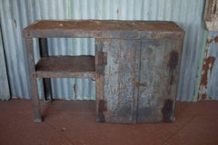 Vintage English Industrial Metal Workbench