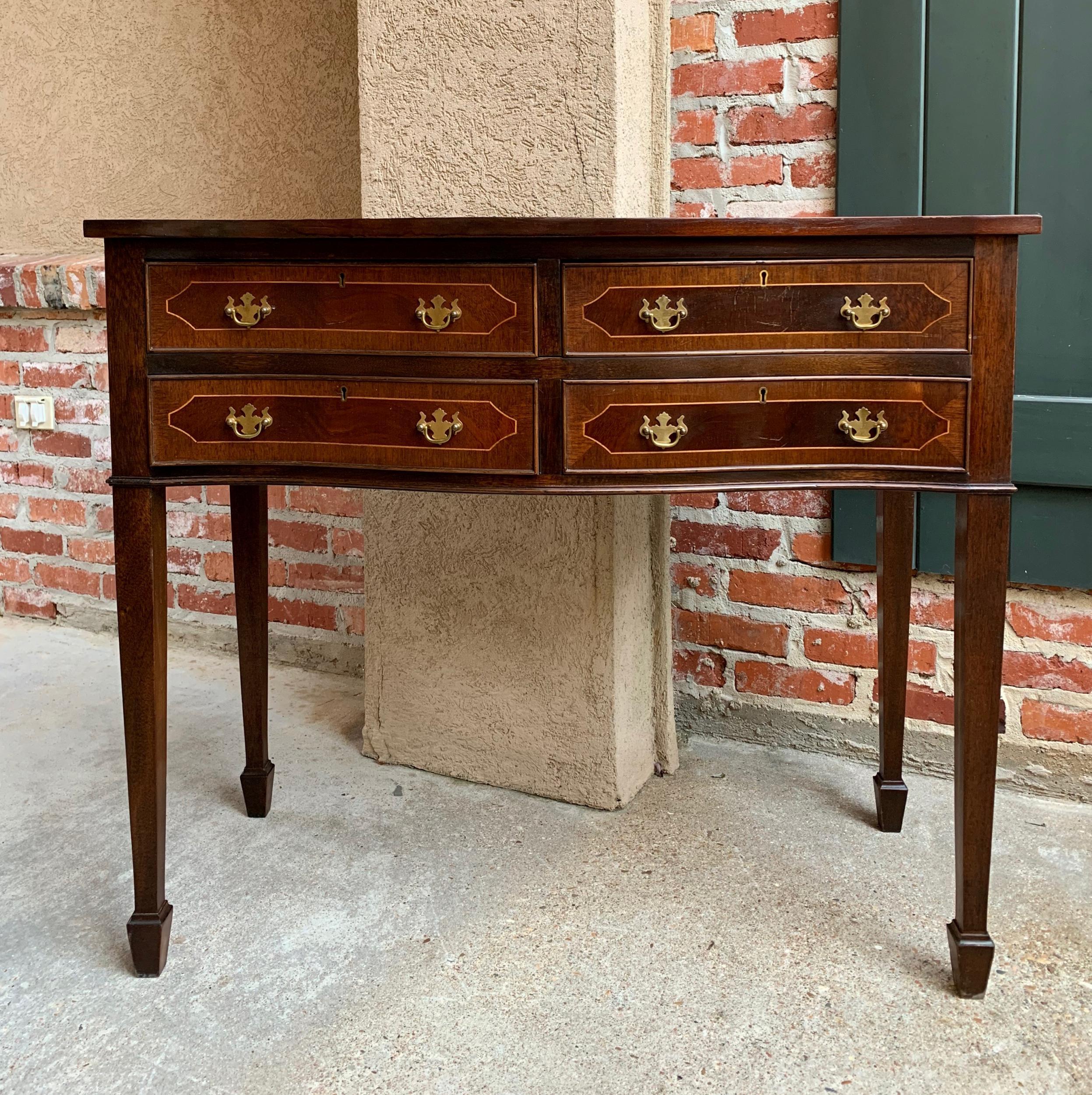 Vintage English Inlaid Mahogany Buffet Sideboard Regency Neoclassical Style Smal 6