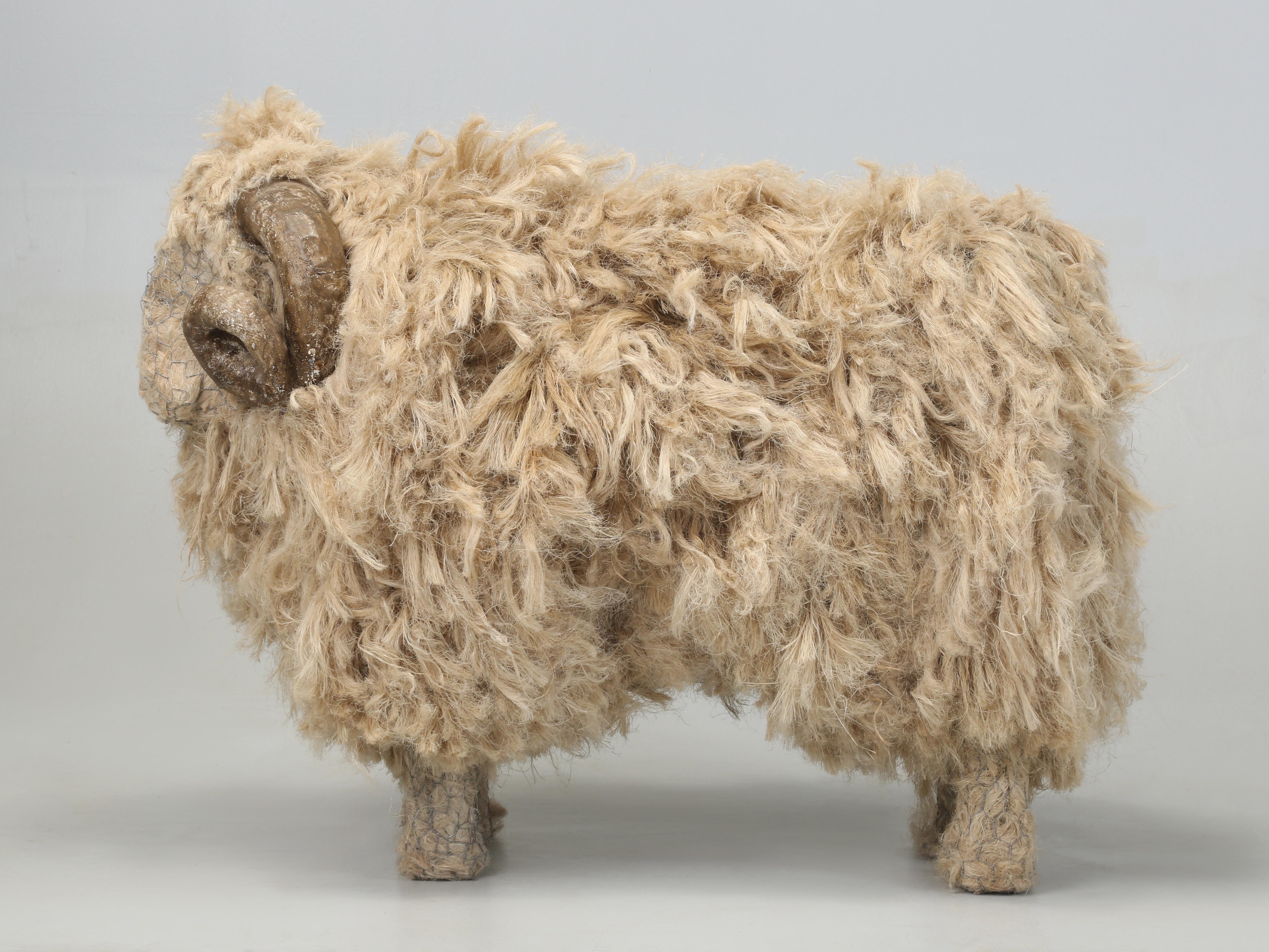 Vintage English Giant Sheep Sculpture from Hemp by Award Winning Female Artist In Good Condition For Sale In Chicago, IL