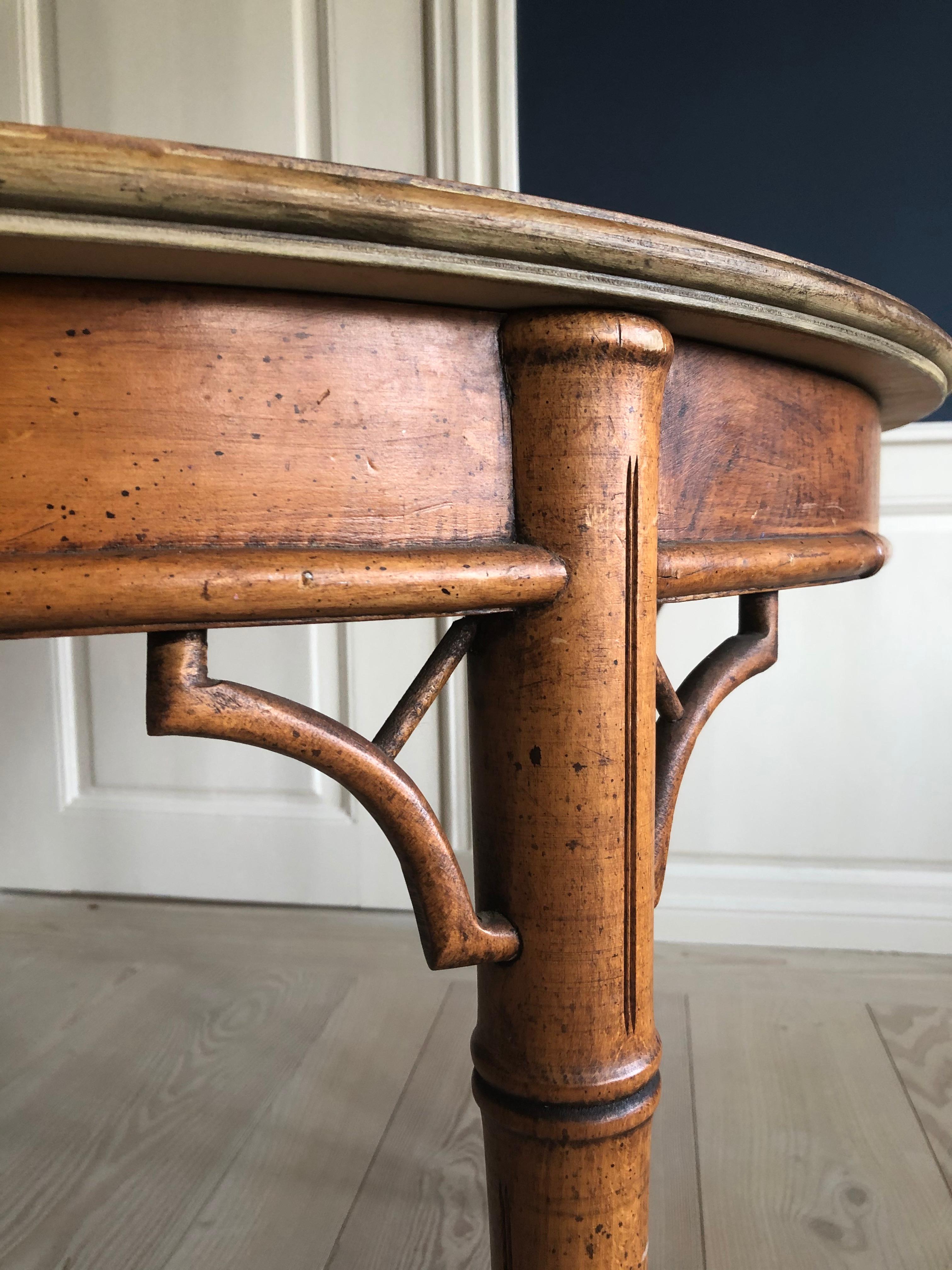 Vintage English Late 19th Century Faux Bamboo Centre Table with Faux Marbled Top 1