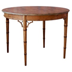 Vintage English Late 19th Century Faux Bamboo Centre Table with Faux Marbled Top