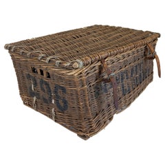 Vintage English Laundry Basket with Lid
