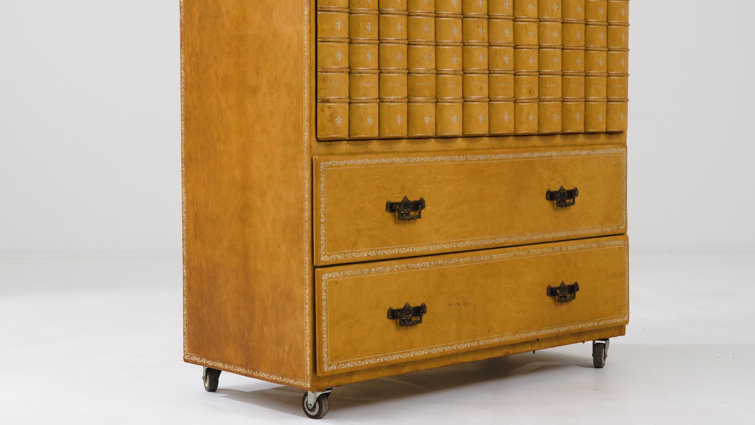 Vintage English Leather Bound Cabinet  3