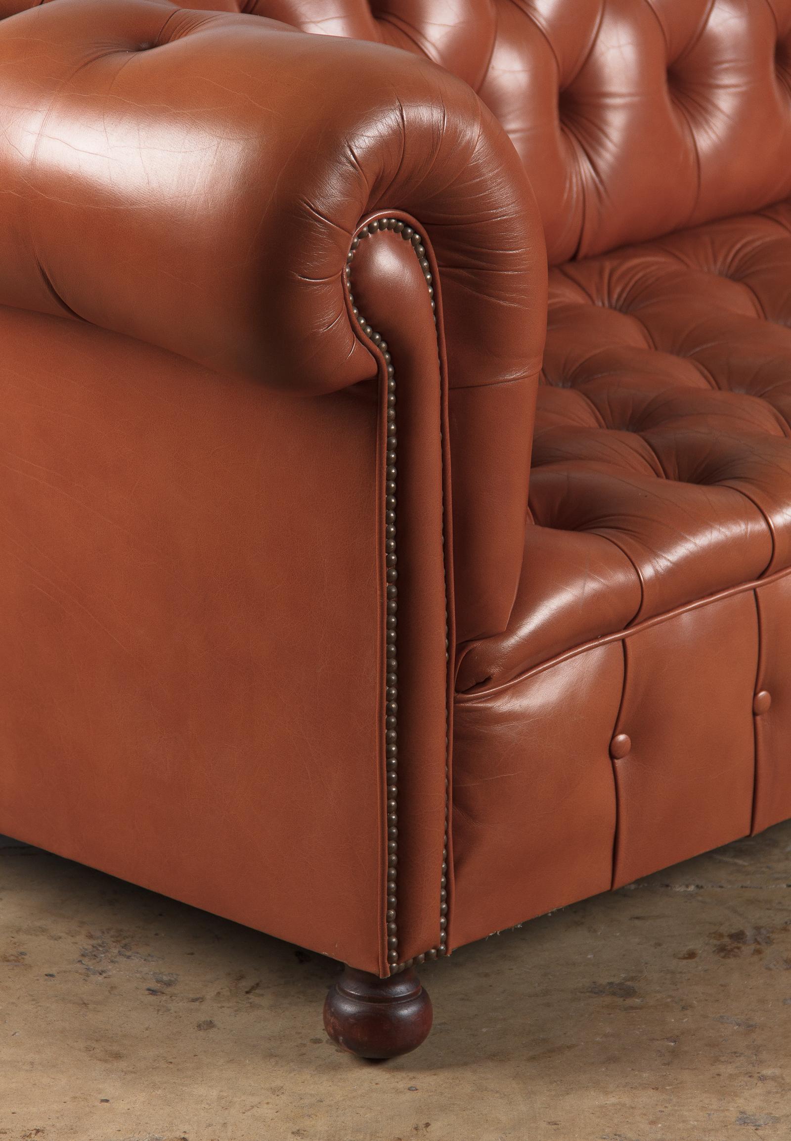Vintage English Leather Chesterfield Sofa, 1960s 4
