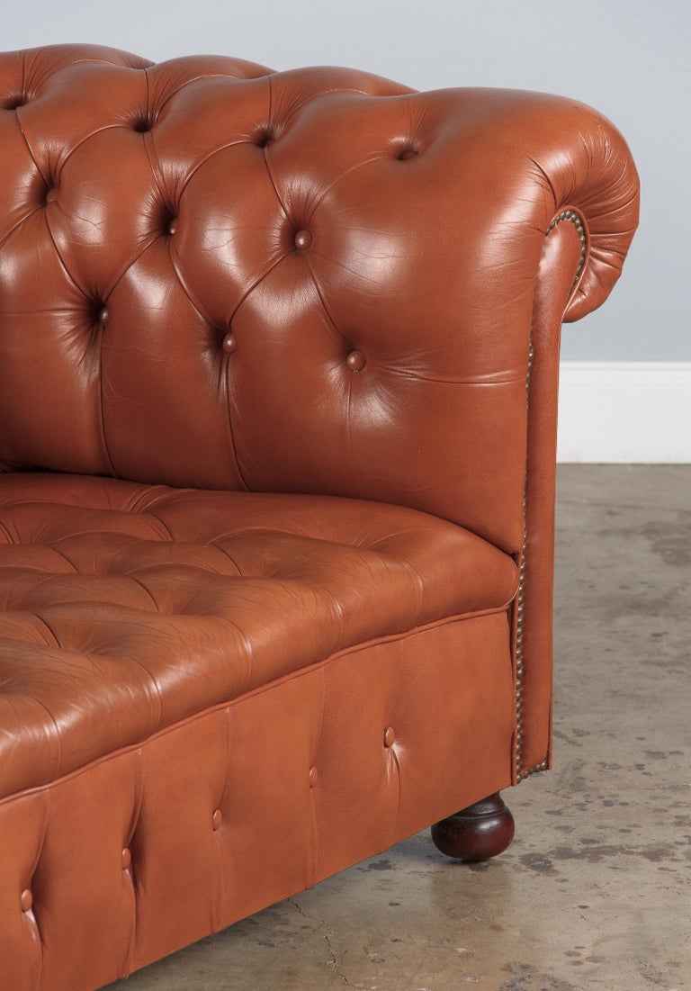 Vintage English Leather Chesterfield Sofa, 1960s at 1stDibs