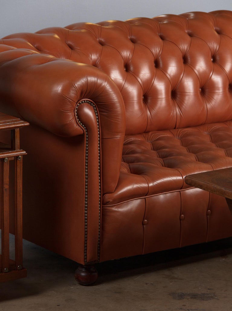Vintage English Leather Chesterfield Sofa, 1960s at 1stDibs