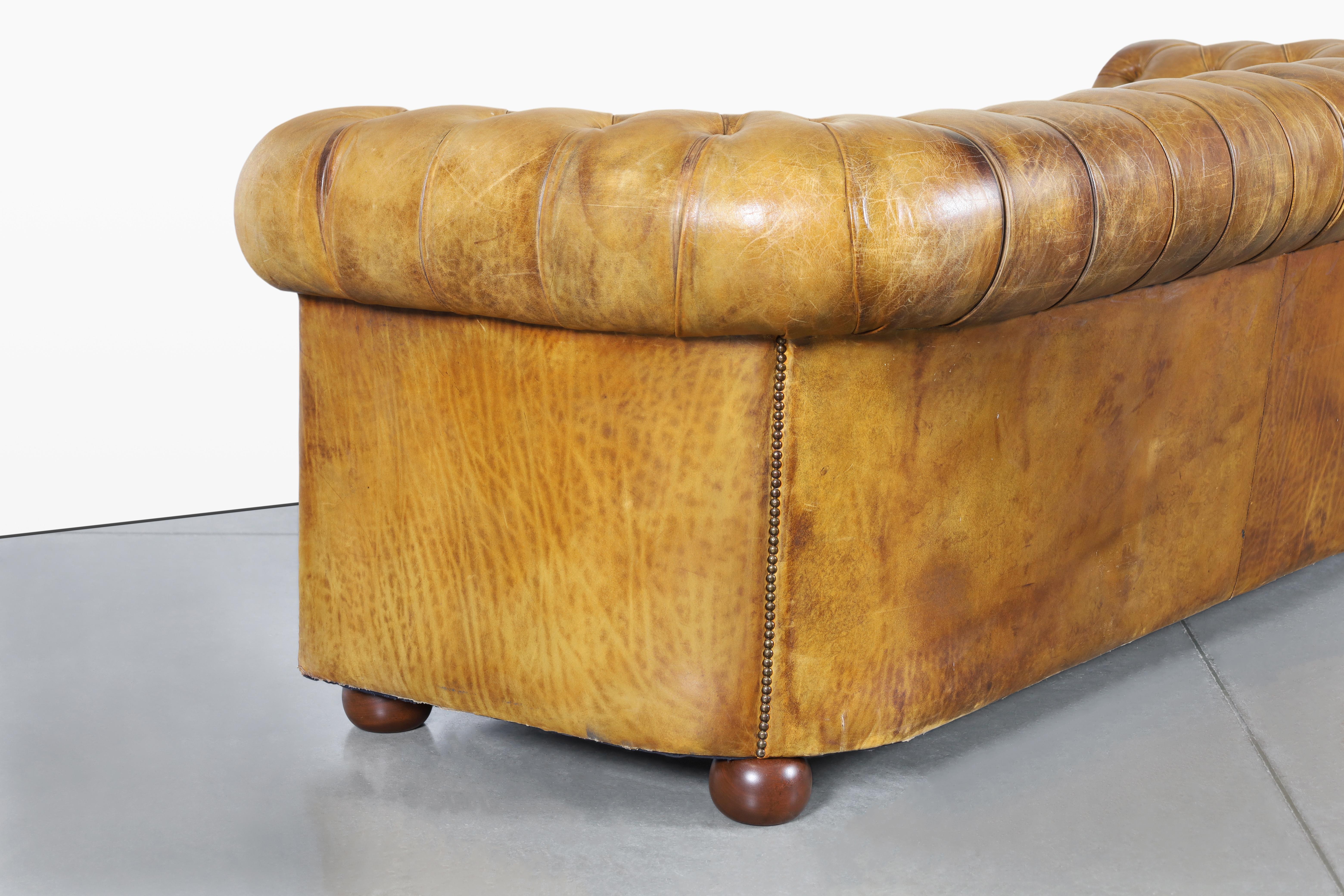 Vintage English Leather Chesterfield Sofa For Sale at 1stDibs