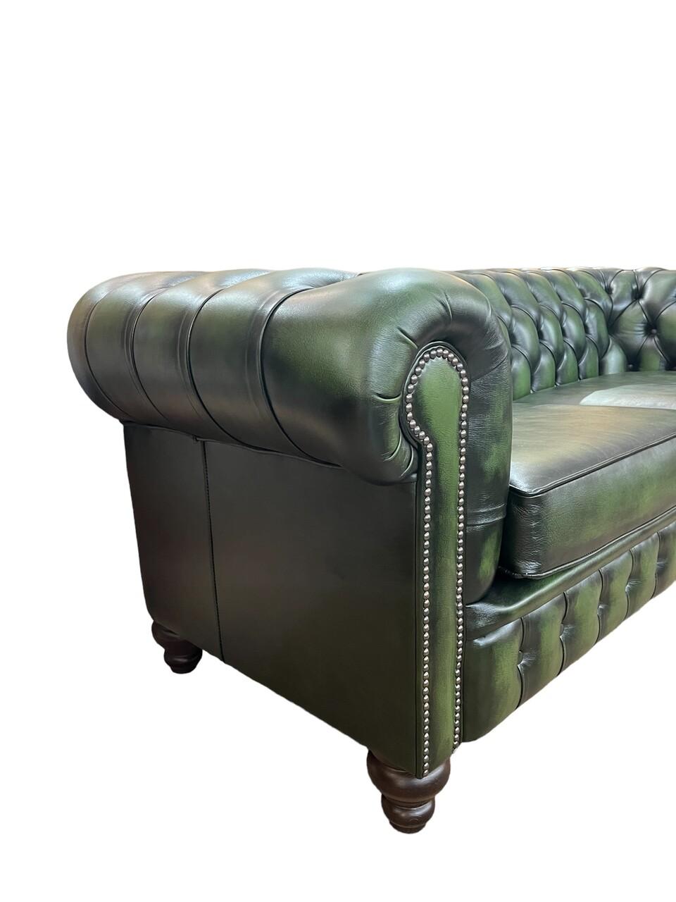 Dyed Vintage English Leather Chesterfield Sofa