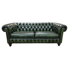 Vintage English Leather Chesterfield Sofa