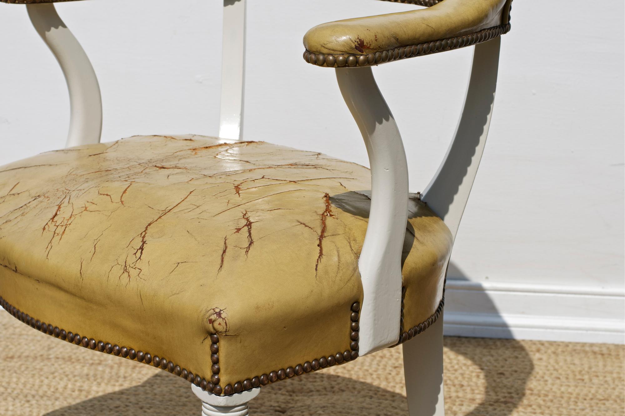Mahogany Vintage English Leather Desk Chair