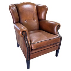 Leather English Wing Back Chair Leather English Wing Back Chair