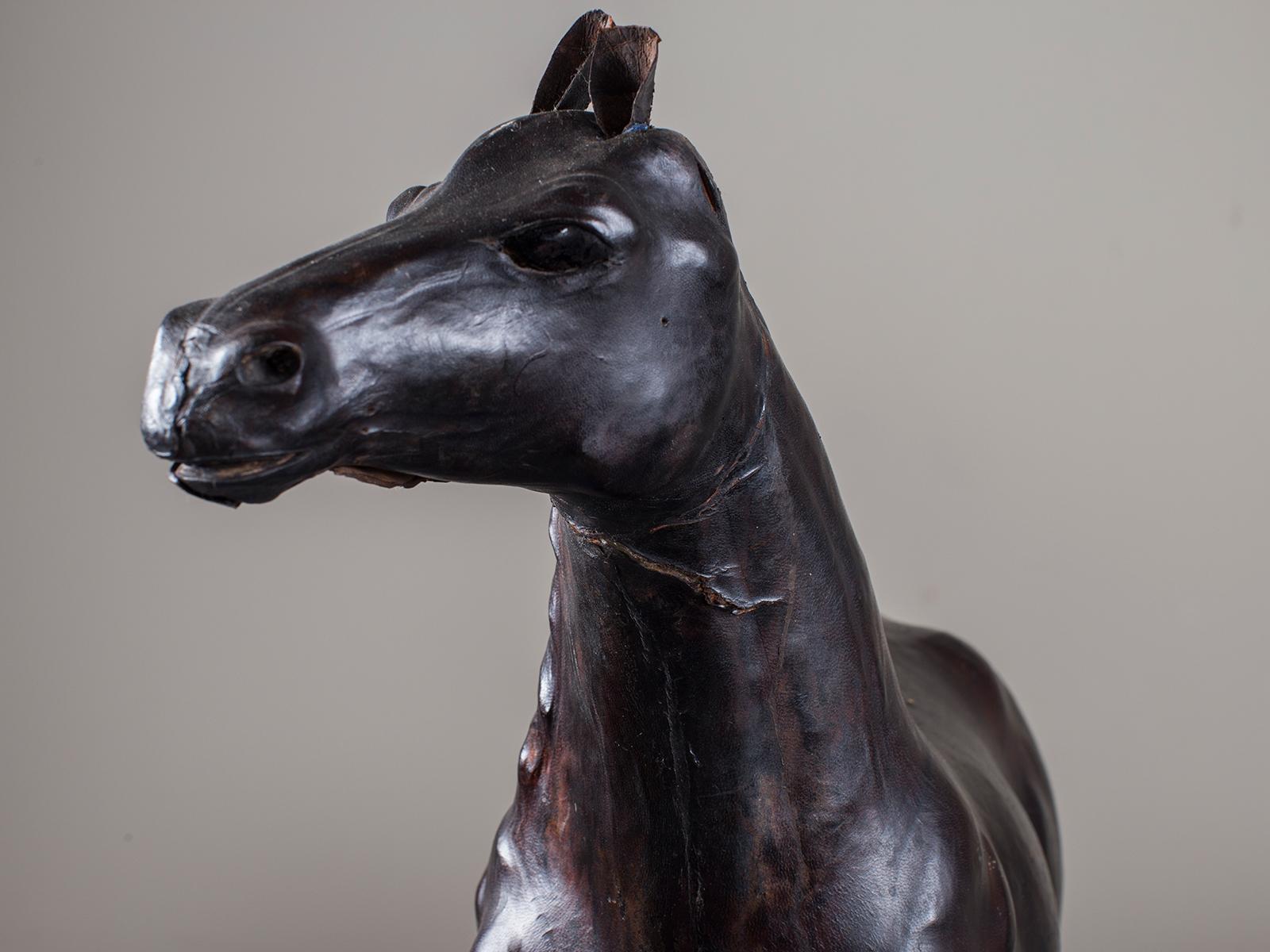 Hand-Crafted Vintage English Liberty Leather Horse, England, circa 1920 For Sale