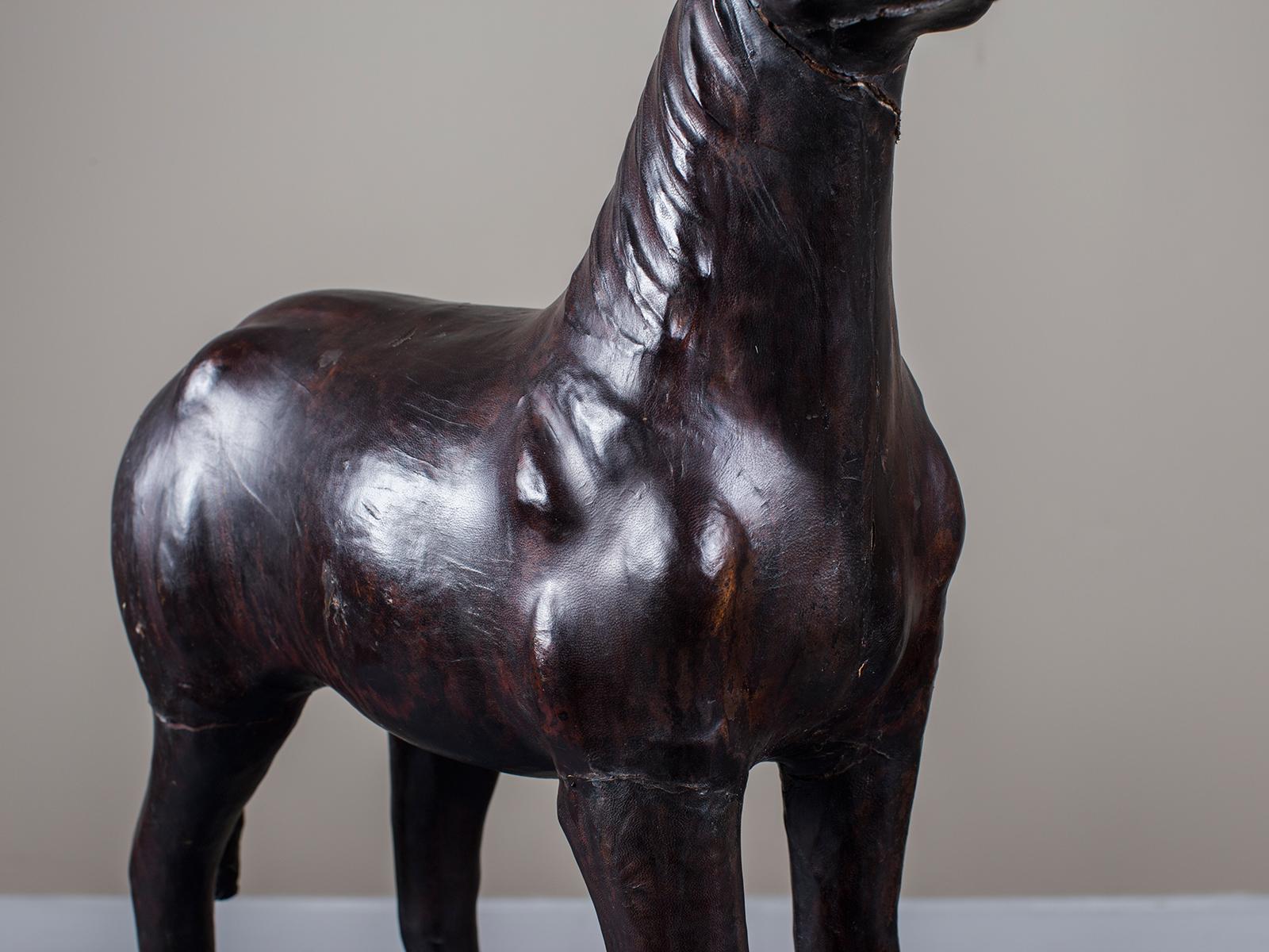 20th Century Vintage English Liberty Leather Horse, England, circa 1920 For Sale