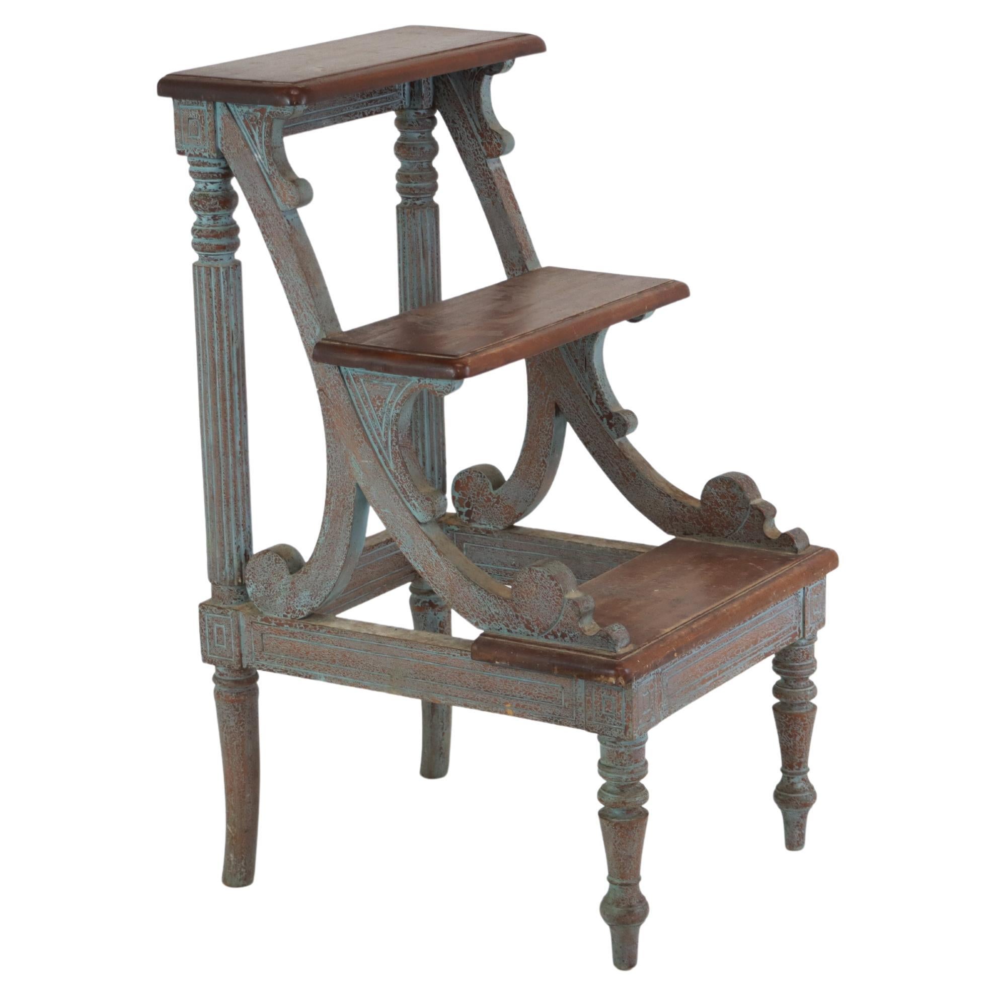 Vintage English Library Step Stool For Sale