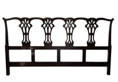 Vintage English Made Mahogany Chippendale Style 4 Chairback King Size Headboard