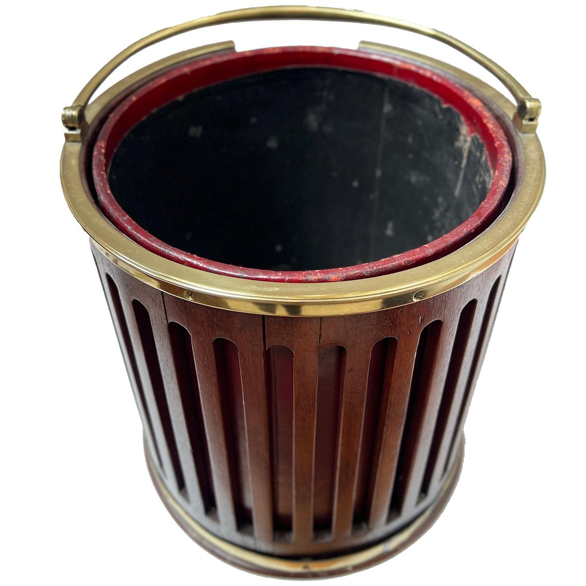 Gilt Vintage English Mahogany Bucket For Sale