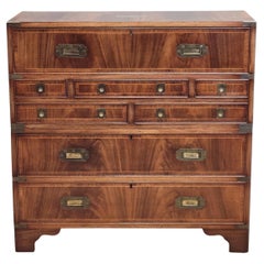 Vintage English Mahogany Campaign Butler's Chest of Drawers With Desk (RL)