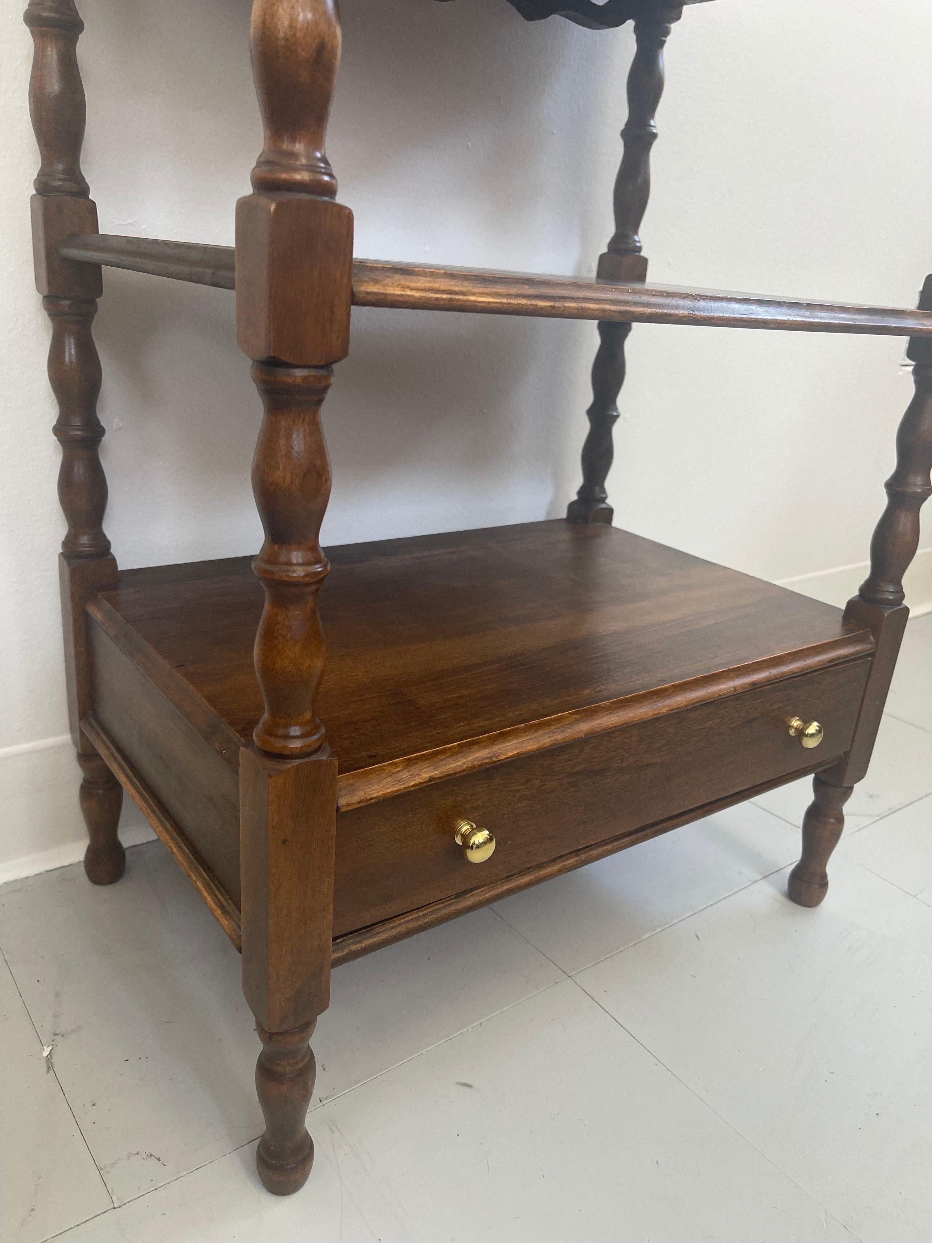 Vintage English mahogany side table with dovetailed drawers

Dimensions. 20 W; 28 H; 14 D.