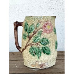 Vintage English Majolica Floral Pitcher