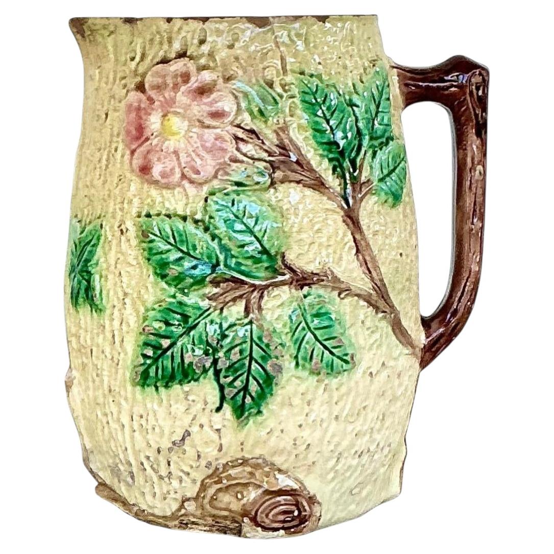 Vintage English Majolica Floral Pitcher
