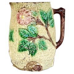 Vintage English Majolica Floral Pitcher