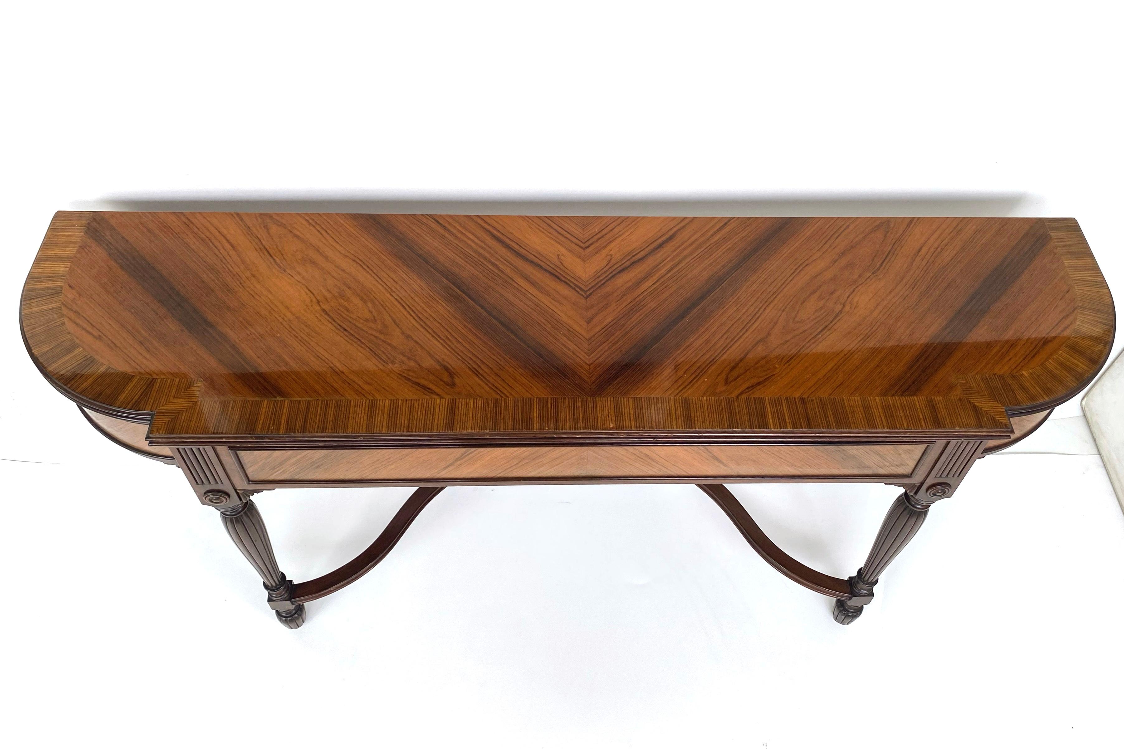 Vintage English Marquetry Inlay Console with Book-matched Veneer For Sale 6