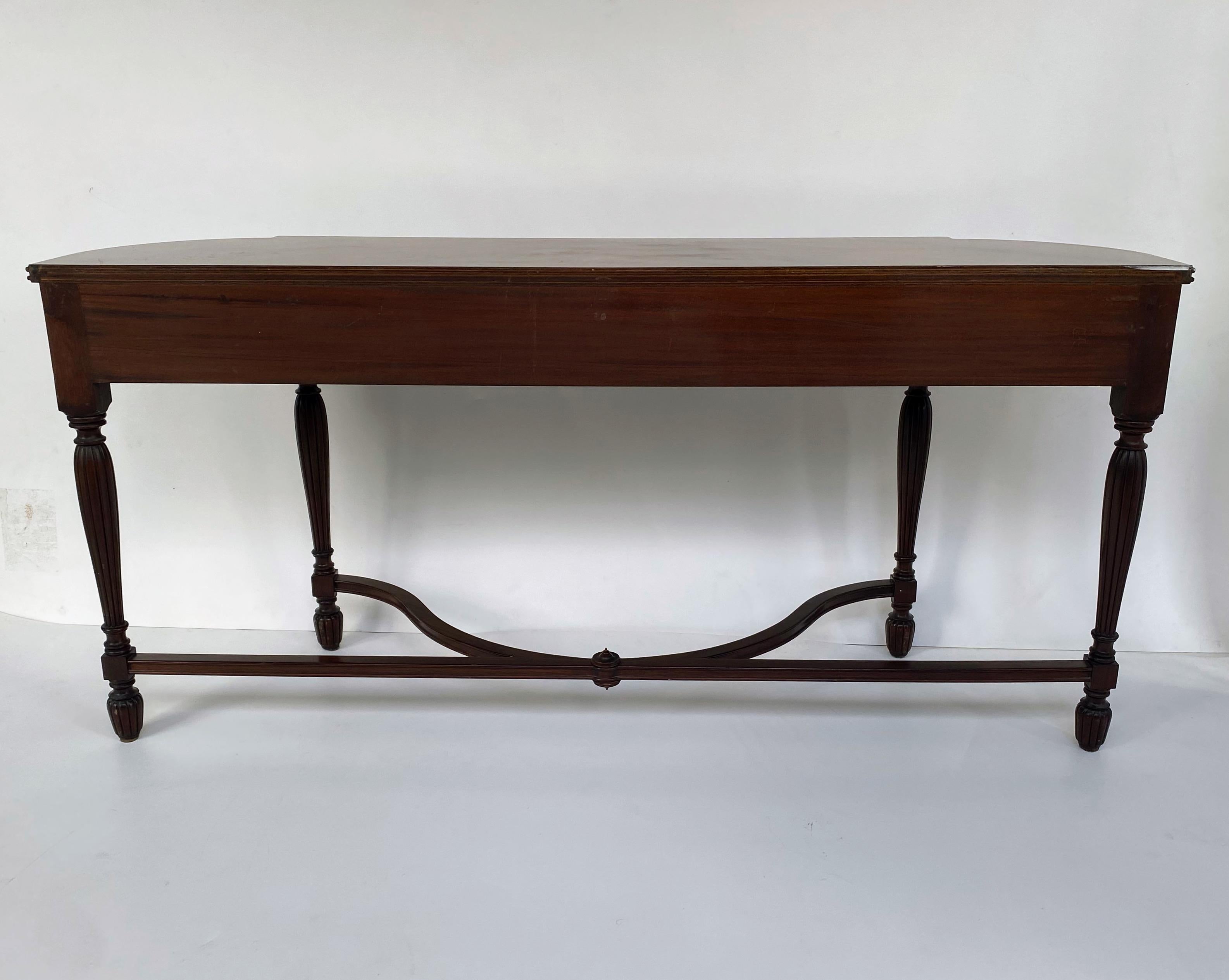 20th Century Vintage English Marquetry Inlay Console with Book-matched Veneer For Sale