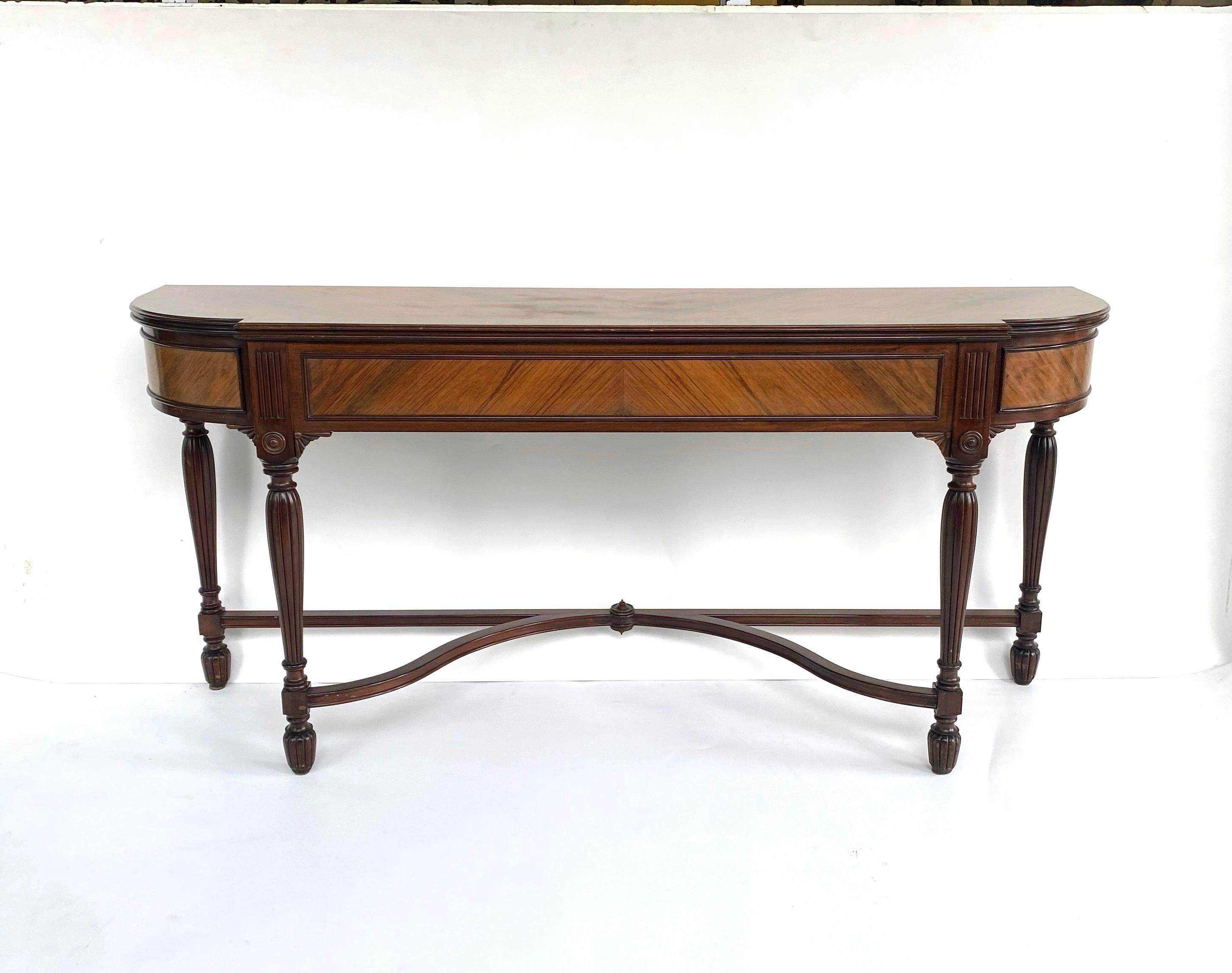 Vintage English Marquetry Inlay Console with Book-matched Veneer For Sale 2