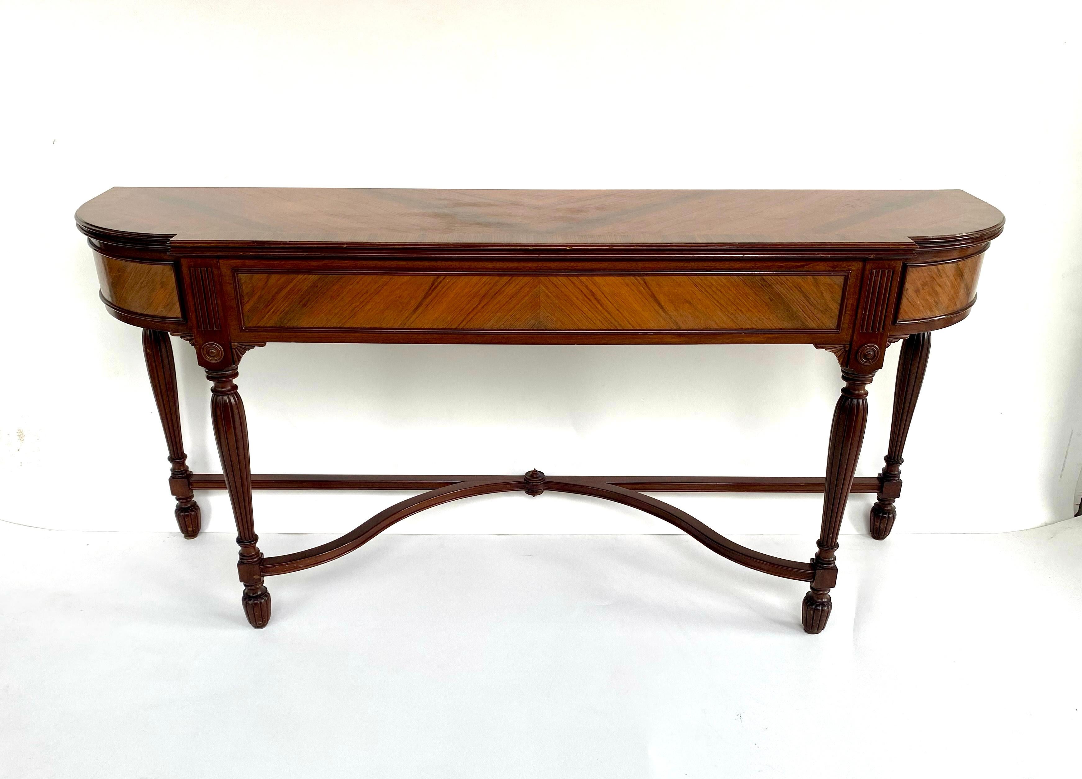 Vintage English Marquetry Inlay Console with Book-matched Veneer For Sale 3