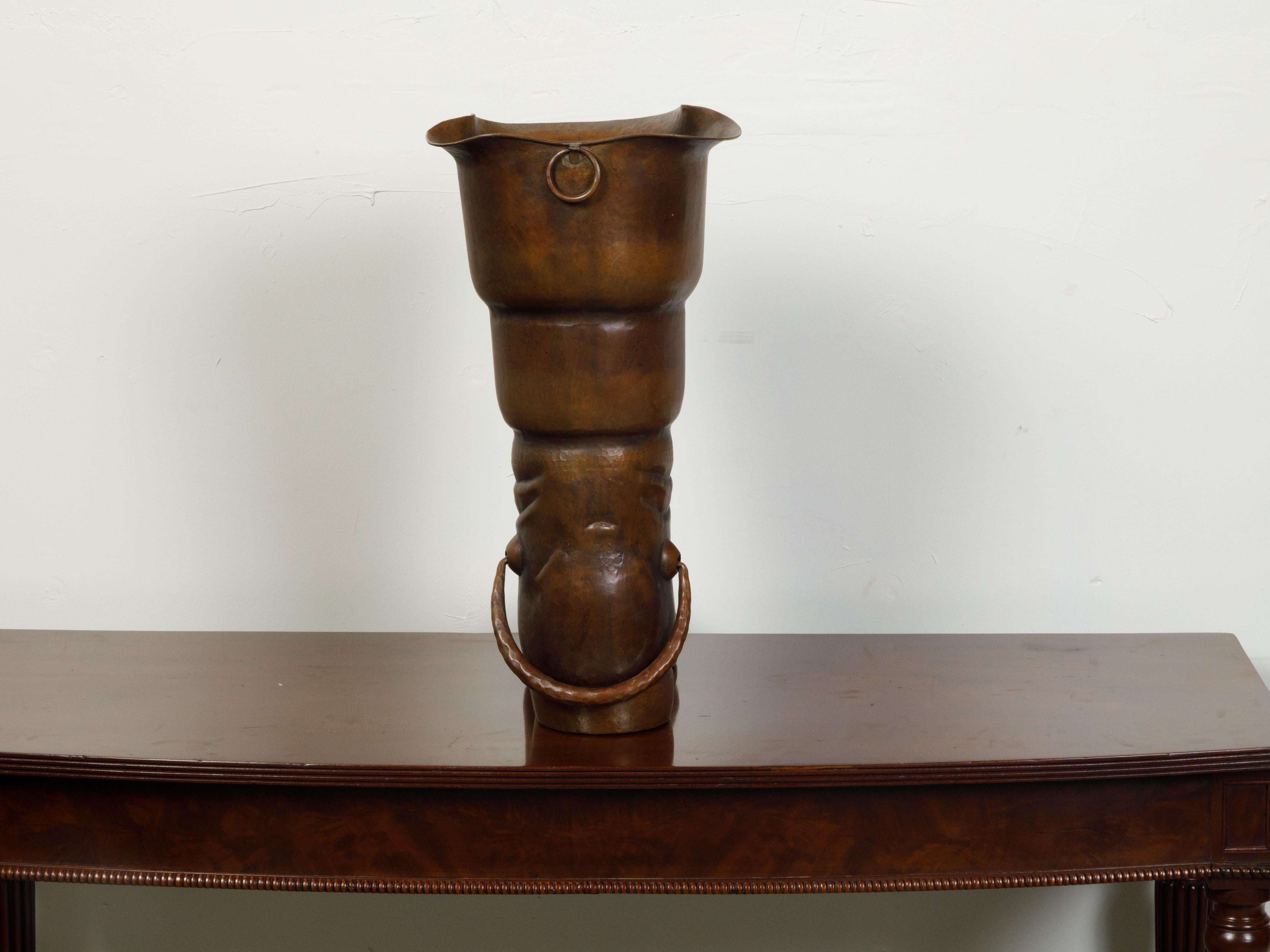 Vintage English Midcentury Copper Umbrella Stand Depicting a Boot For Sale 3