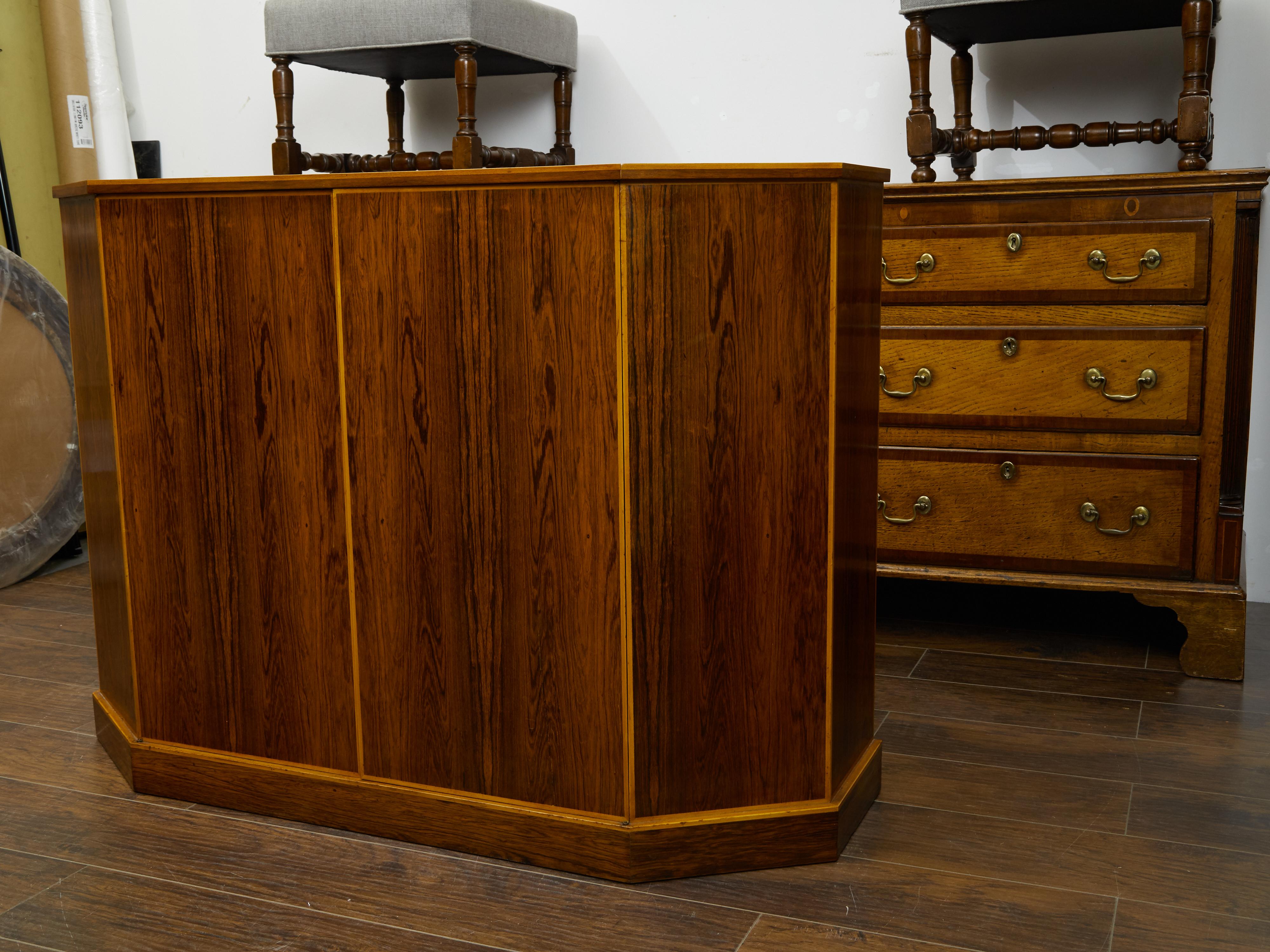 Vintage English Midcentury Rosewood Credenza with Canted Side Panels In Good Condition In Atlanta, GA