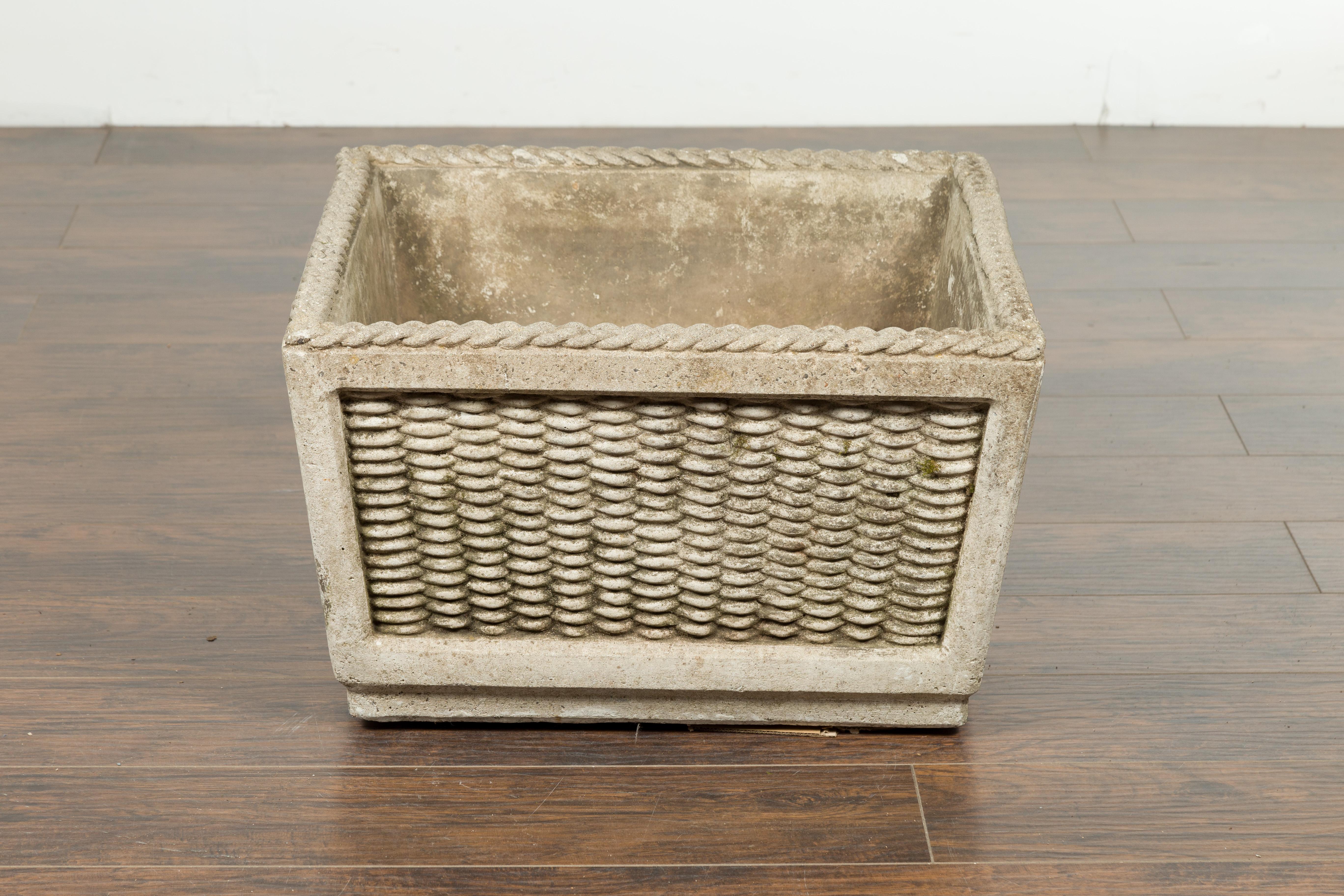 Vintage English Midcentury Stone Planter with Textured Finish and Aged Patina For Sale 5