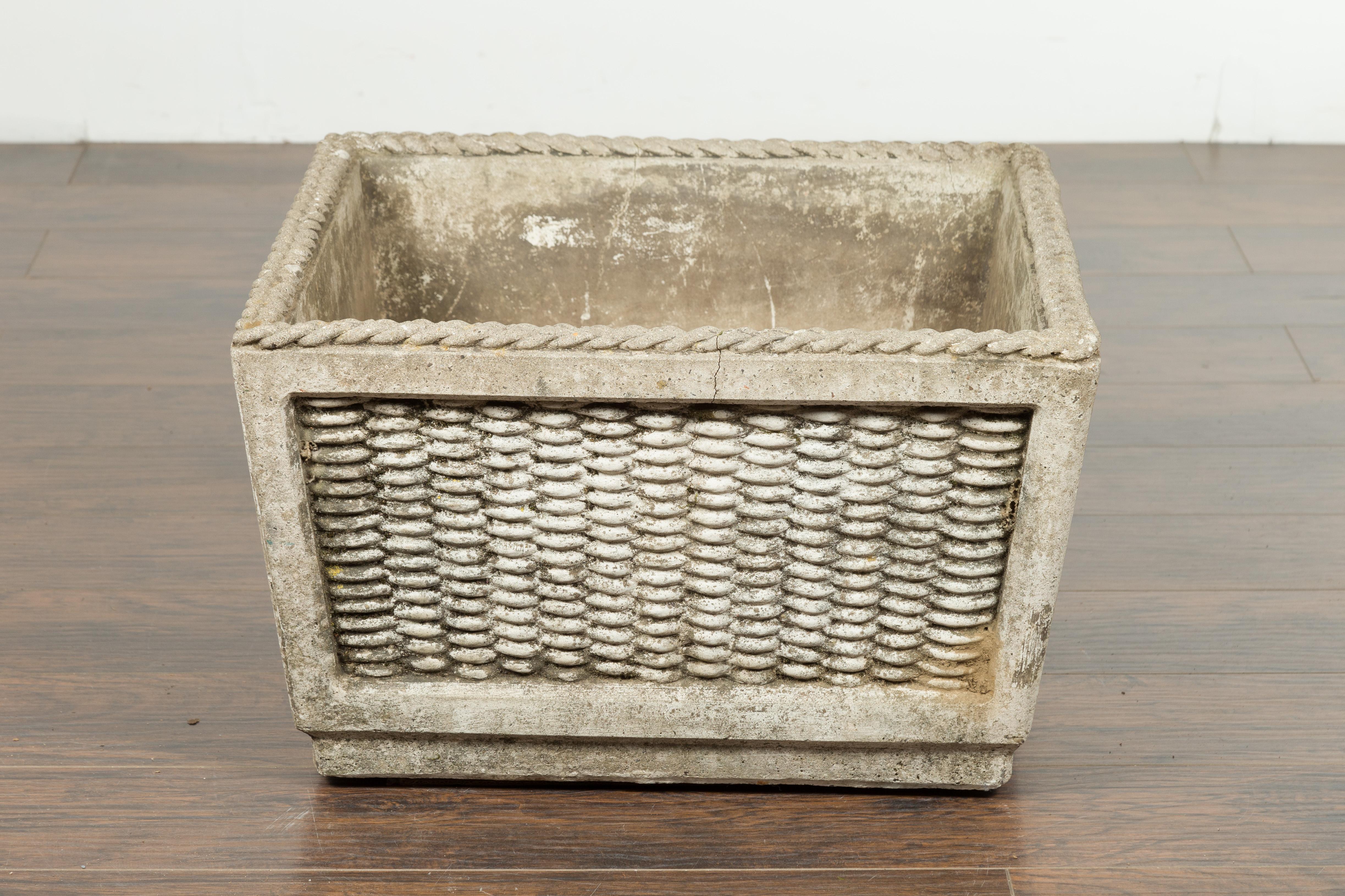 Vintage English Midcentury Stone Planter with Textured Finish and Aged Patina For Sale 6
