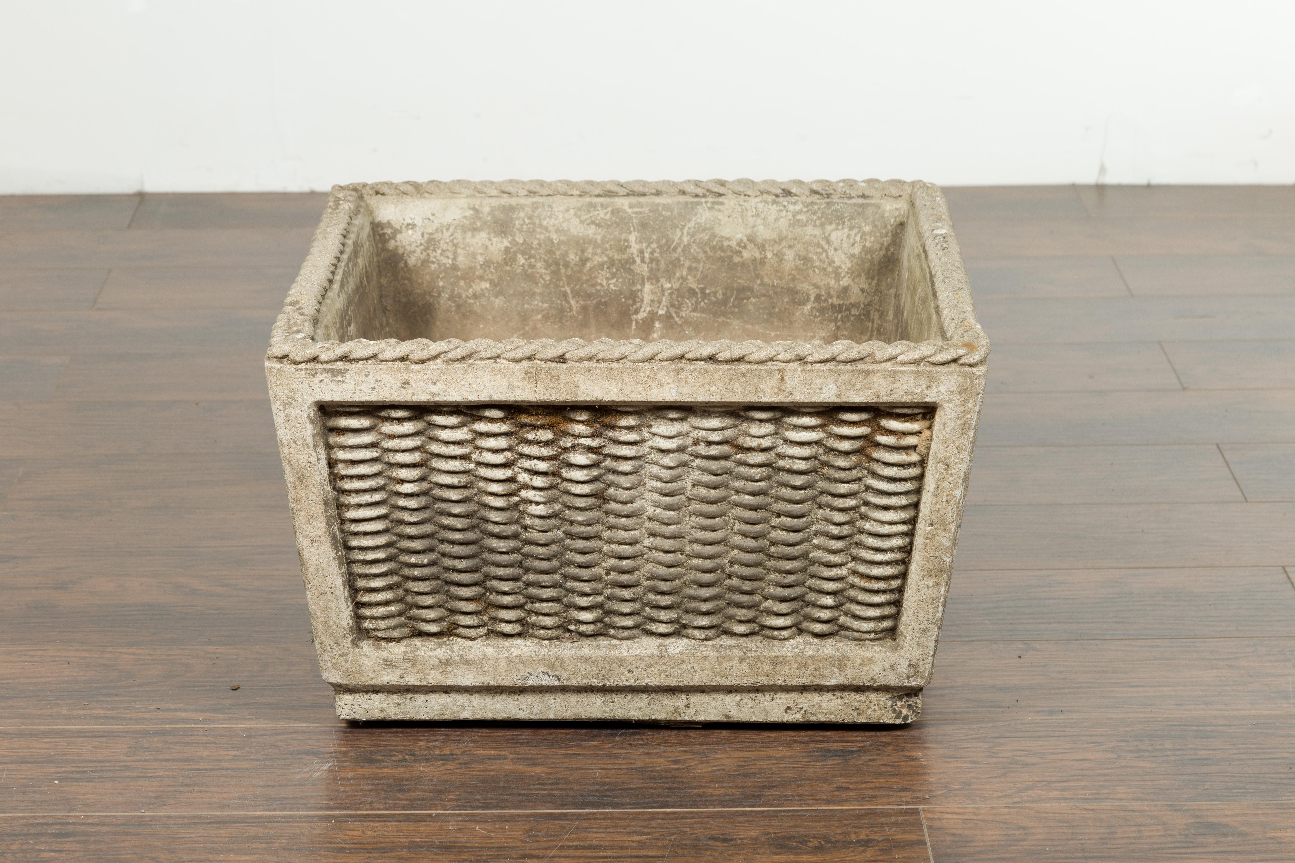 Vintage English Midcentury Stone Planter with Textured Finish and Aged Patina For Sale 7