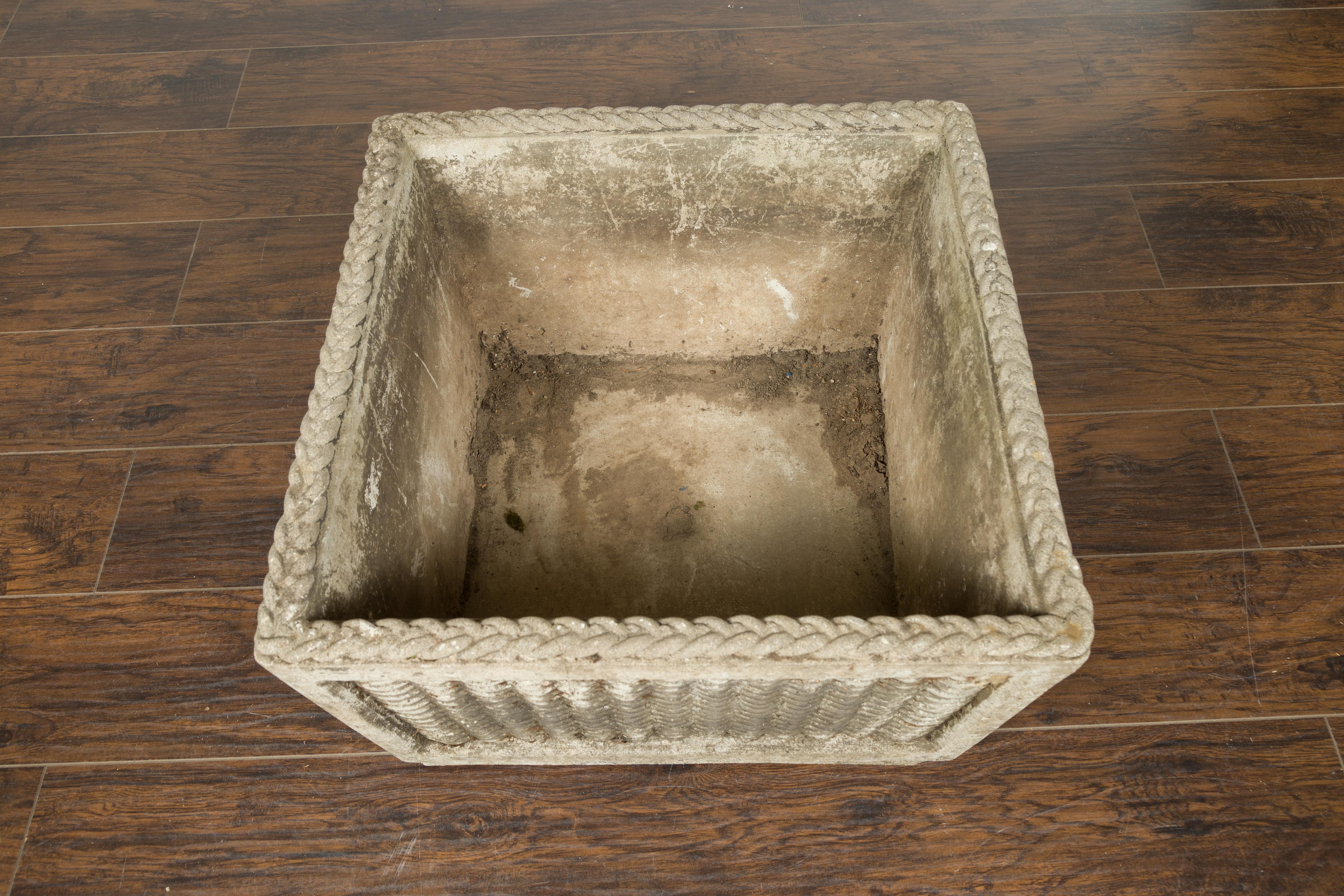 Vintage English Midcentury Stone Planter with Textured Finish and Aged Patina For Sale 8