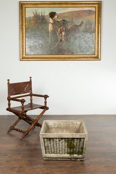 Vintage English Midcentury Stone Planter with Textured Finish and Aged Patina